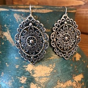 Silver metal cut out earrings